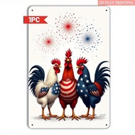 CIFbuy Metal Wall Art Patriotic Rooster 4th of July Decor