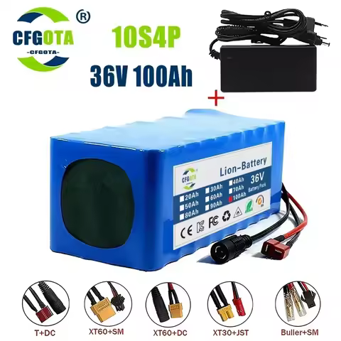 New 36V 100Ah 250W 500W 750W 1000W 10S4P DC/T Lithium ion Battery Pack 100Ah For 42v with BMS