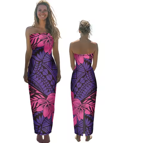Women's Sets Samoa Maxi Dress for Ladies Polynesian Samoan Fiji Women Summer Dresses Puletasi