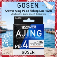 GOSEN Answer Ajing PE x4 Fishing Line 150m Ultra Sensitive Strong Smooth Braided Line