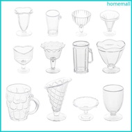 HO 12-piece  for Play Cup Ice Cream Sundae Cup Container Clay Mini Cup Plastic  for Play Diy Miniatu