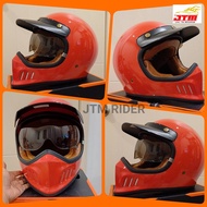 หมวก​กัน​น็อค​ Bilmola RX-100 มีแว่นตา สไตส์วินเทจคลาสสิก Vintage Classic motocycle by JTM RIDER red