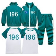 Kids Squid Game Costume Boys and Girls Outfit Tshirts Pants For Kids Jacket Pants 196 Set