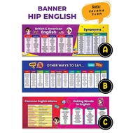 NEW DESIGN||BANNER HIP ENGLISH CORNER / BANNER KORIDOR SEKOLAH / BANNER KELAS / KECERIAAN