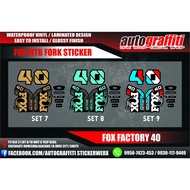 Fox Factory 40 MTB Fork Stickers