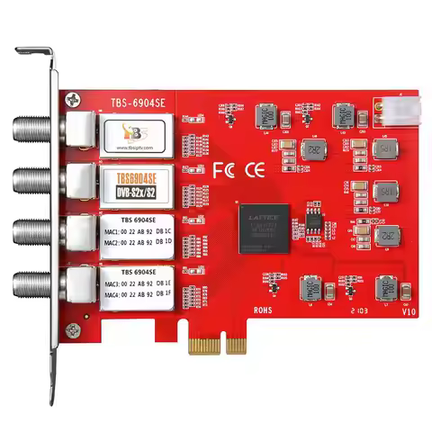 TBS6904se DVB-S S2 S2X Quad Tuner PCIe Card for Watching and Recording Satellite FTA TV Channels on 