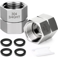 TAISHER 2PCS 304 Stainless Steel Garden Hose Adapter, 3/4" GHT Female x 3/4" GHT Female Swivel Garde