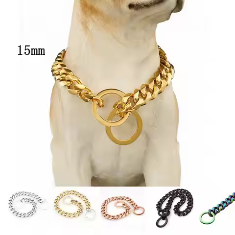 15mm Bit Dog Collar,TISCO Stainless Steel Dog Training PChain, Medium Large sized Dog Walking Access