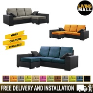 Living Mall Obi 3 Seater Fabric Sofa with Ottoman In 10 Colours