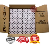 [MURAH❗️MURAH❗️MURAH❗️] CORELESS THERMAL PAPER ROLL +-57MMx40MM(200ROLLS) / 57x50MM(100ROLLS) / 57x6