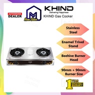 KHIND GC1009 Double Burner Gas Cooker | Stainless Steel Body | 2-Burner Gas Stove | Dapur Gas 2 Tung