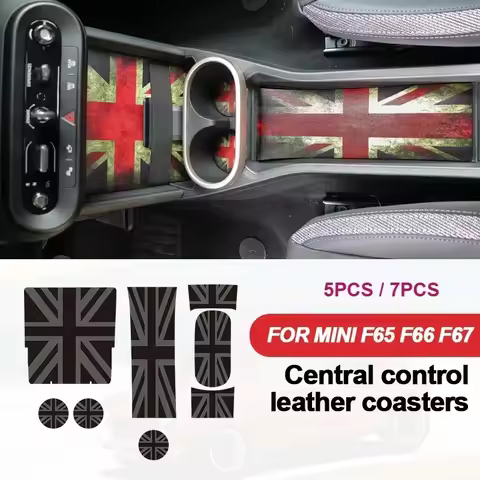 5/7PCS For Mini Cooper F65 F66 F67 Car Center Control Mat Slot Cup Holder Pad Anti-slip Leather Deco
