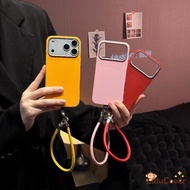 Ins Style Solid Color PU Leather Case With Hand Lanyard For Realme 11 Pro Plus 11X 9i 8i 8 Pro 7 Pro