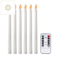 6Pcs Flameless Taper Candles Flickering with 10-Key Remote Timer, Battery Operated LED Candlesticks Window Candles