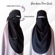 Cadar Niqab Bandana Poni Oval|Hananiqab|Sifon Silky Lembut warna Hitam