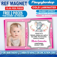 Christening Ref Magnet Elephant Souvenir Giveaway for Girls Personalized Souvenir Customized Giveaway Birthday Baptismal Baptism Dedication 7th Birthday 18th Birthday 60th Birthday Wedding ATM Size Ref Magnet Pinoycybershop Photo Printing Services
