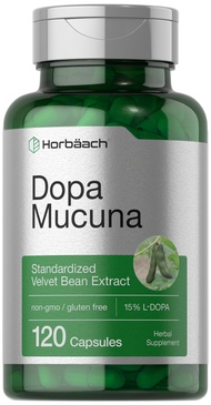 Horbäach Dopa Mucuna | 120 Capsules | Velvet Bean Extract | 15% L-Dopa | Non-GMO & Gluten Free Herba