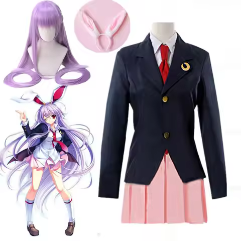 Reneecho Touhou Project Costume Adult Reisen Udongein Inaba Cosplay Girls Women School Uniform Dress