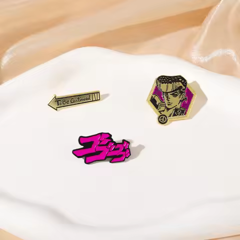 Anime JOJOS BIZARRE ADVENTURE Brooch Pins Kujo Jotaro Badge Metal Alloy Lapel Pin Corsage Cosplay Pr
