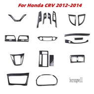 สำหรับ Honda Crv 2012 2013 2014อุปกรณ์เสริมสติกเกอร์ตกแต่งรถยนต์เลียนแบบพวงมาลัยคาร์บอนไฟเบอร์แผงคอนโซลกลางอากาศ
