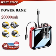 Mini Power bank 20000mAh with 4in1 DETACHABLE Cables Powerbank with LED Light