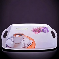 1 PCS BEAUTIFUL MOTIF MELAMINE SERVING TRAY WITH GLASS COAST