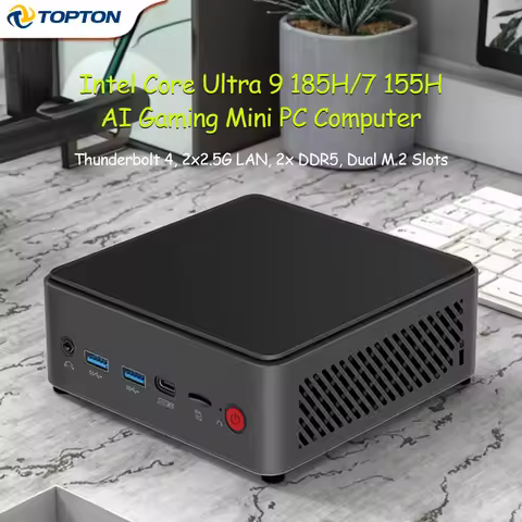 Topton AI Gaming Mini PC Intel Core Ultra 9 185H, Ultra 7 155H, Thunderbolt 4, WiFi 6, Windows 11 Pr