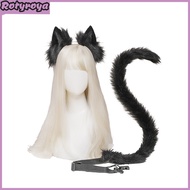 2Pcs/Set Cat Ears Tail Set Adults Children Cat Ear Headband Adjustable Waist Belt Cat Tail Accessori