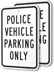 SmartSign Police Vehicle Parking Only Sign (2-Pack), 18 x 12 inch, 80 mil thick Aluminum Composite (