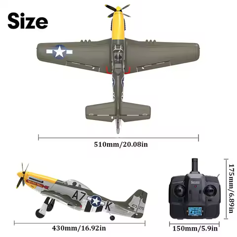 RC Plane 5CH 3D/6G Fixed-wing RC Airplane 2.4GHz P51D Mustang RTF for Adults Beginners Easy to Fly R