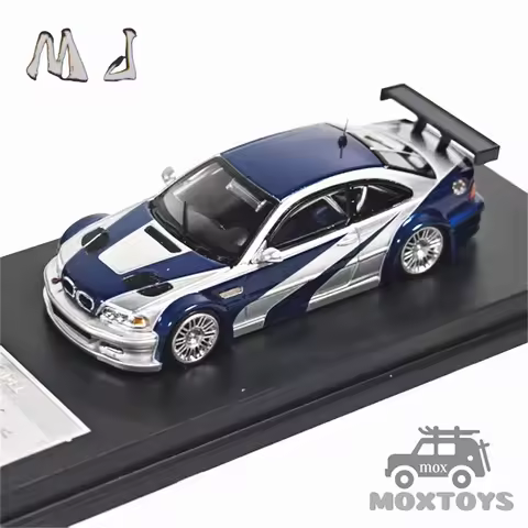 MJ Model 1:64 M3 E46 Need for Speed Silver Blue Diecast Model Car