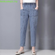 Plus Size Jeans Women's Fashionable Thin Harun High Waisted, Slimming Middle-aged Casual 9-point