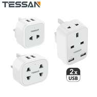 TESSAN 1/2/3 Way Malaysia 2 Pin to 3 Pin Shaver Plug Double USB Travel Adapter Wall Charger Extension Socket with 2 USB Slots ,Power Extender Plug Extension Multi Plug for Travel Home Office,Phones