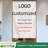 Customized Customized Door Curtain [Factory Price Direct Sales] LOGO Customized Chinese Kitchen Cafe Tea Shop Fitting Room Bathroom Text Half Curtain Partition Blocking Decorative Cloth Curtain 定制