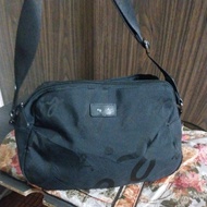 Genuine Agnes .b Voyage men's crossbody bag with genuine leather combination, size 28x19
