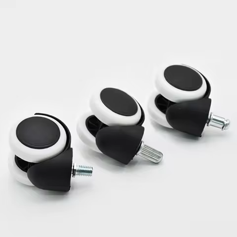 4PCS Office swivel chair wheels black and white wheels universal wheels PU silent computer chair whe
