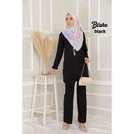 ADEL ADYANA Suit Blake Como Crepe Plain Set Baju Seluar Blaus Murah Baju Muslimah