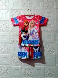 SETELAN ANAK PEREMPUAN GAMBAR FROZEN 2-12 THN | BAJU SETELAN FROZEN ANAK PEREMPUAN | BAJU KAOS CELAN