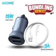 ACOME Bundling Hemat Car Charger ACC02 Dual Port Dual USB a 15 W QC3.0 Car Plug Support Fast Chargin