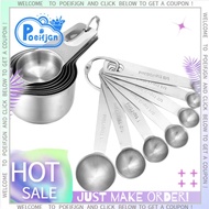 Stainless Steel Measuring Cups and Spoons Set of 14 Pieces,7 Nesting Cups and 7 Stackable Spoons Pro