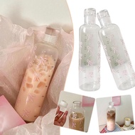 500ml Bow Water Bottle With Scale Transparent Water Cup Student Drinking Water Bottle Pink D7
