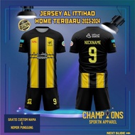 Custom AL ITTIHAD H0M3 2023-2024 Football Jersey – Full Printing Dryfit Milano | Name & Number