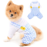 Dog Outfits for Small Dogs Boy Girls Summer Shirts with Plaid Pants Jumpsuits One Piece Apparel for 