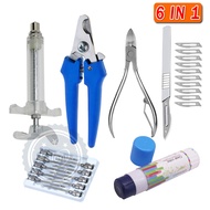6 in 1 Piglet Tool Kit Pig Teeth cutter + Tailcutter + Castration + 10ML Syringe with Needles for Pi