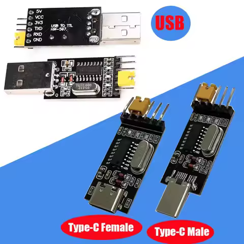 USB To TTL Serial Adapter CH340G - 3.3V/5V Type-C Male/Female Converter Module for Arduino/STM32 Win