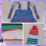 Adult Chucky Cosplay Costume - Striped Shirt & Jumpsuit Set