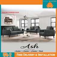 Sofa Master - Ash 1/2/3 Seater With Stool Fabric Sofa Set In Black And Brown