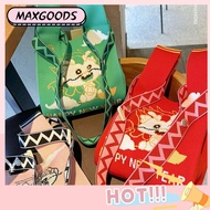 MAXG Handmade Tote Bag Large Capacity Dragon Year Handbag Fashion Cartoon Shopping Bags Women Girls