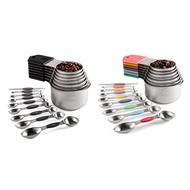 -16Pc Magnetic Stainless Steel Measuring Cups & Spoons Set 7 Heavy Duty Cups8 Double Sided Spoons wi