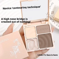 Four-color Highlighter, Contour, And Shimmer Palette With Matte, Glitter, And Nose Shadow H0w8
